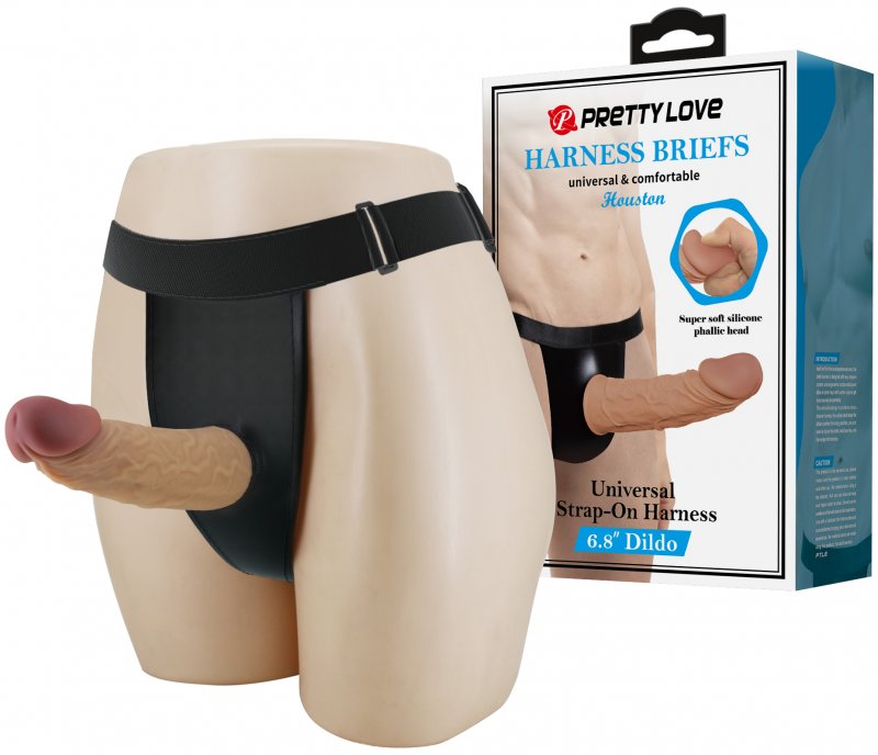 Реалистичный фаллопротез на трусиках Pretty Love Houston 18 см