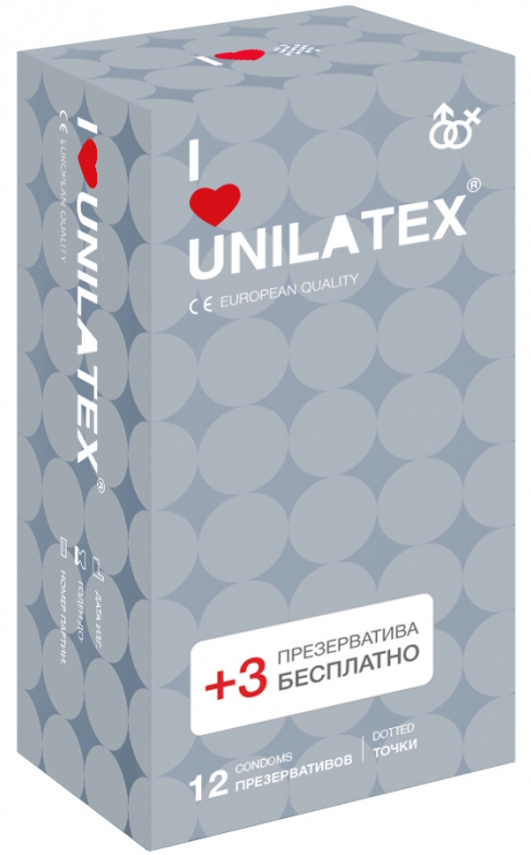Точечные презервативы Unilatex Dotted 15 шт