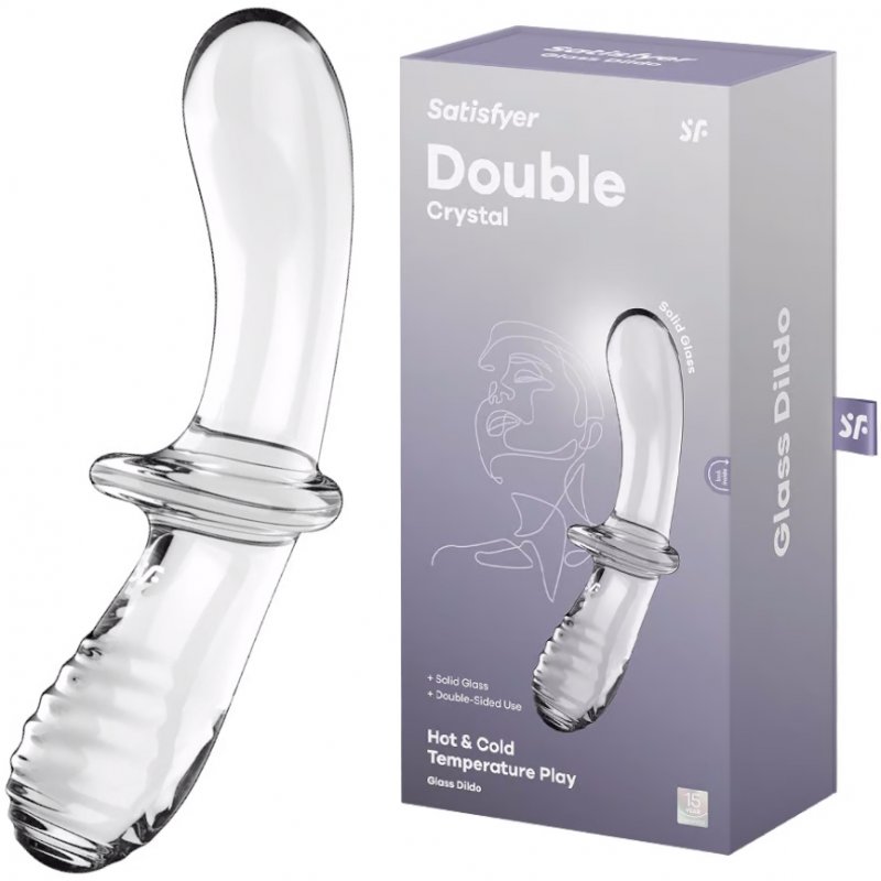 Двусторонний фаллос из стекла Satisfyer Double Crystal прозрачный 20 см