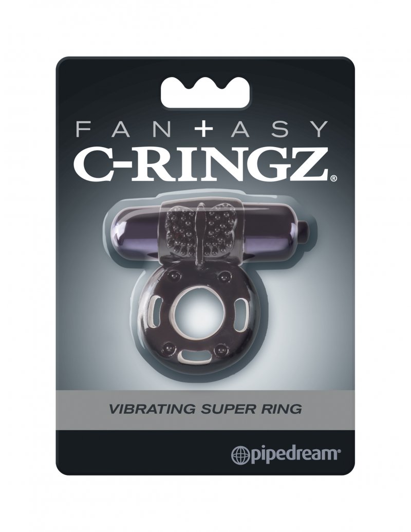 Эрекционное кольцо с вибрацией Fantasy C-Ringz Vibrating Super Ring черного цвета