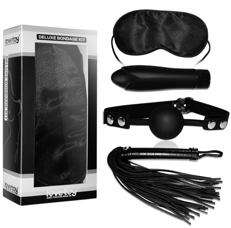 Набор для ролевых игр Deluxe Bondage Kit (маска, мини-вибратор, плеть, кляп-шар) 