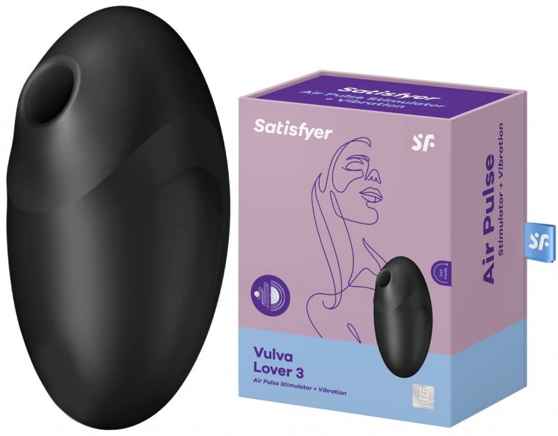 Вакуумно-волновой стимулятор клитора с вибрацией Satisfyer Vulva Lover 3 черный