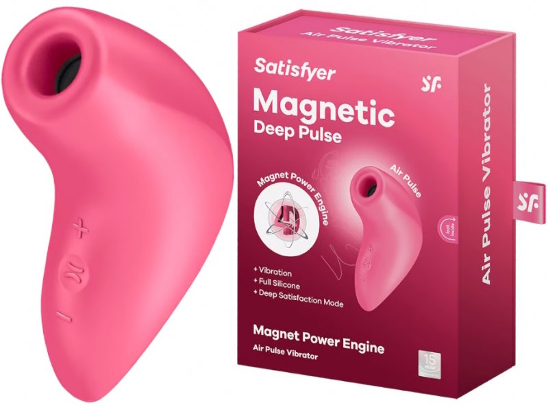 Вакуумно-волновой стимулятор клитора с вибрацией Satisfyer Magnetic Deep Pulse розовый