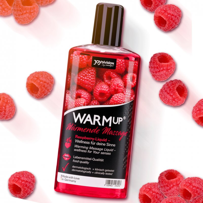 Съедобный разогревающий массажный гель Warm up Raspberry JoyDivision малина, 150 мл