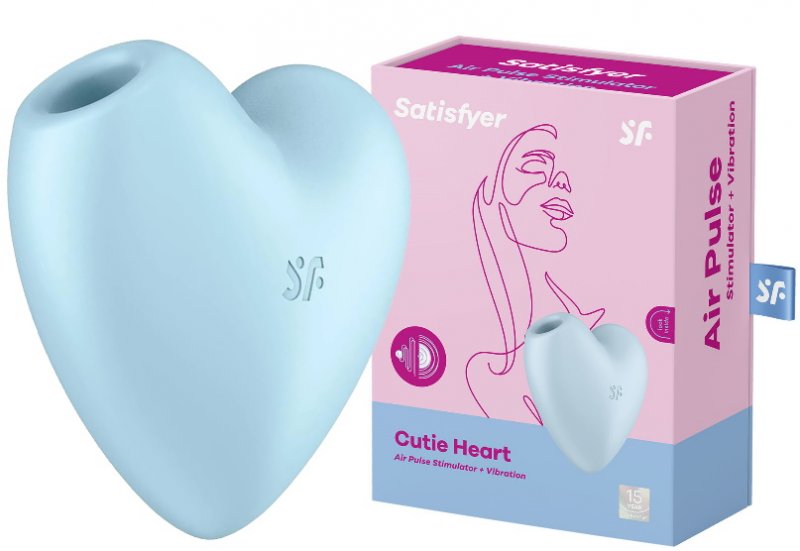 Вакуумно-волновой стимулятор с вибрацией Satisfyer Cutie Heart голубой