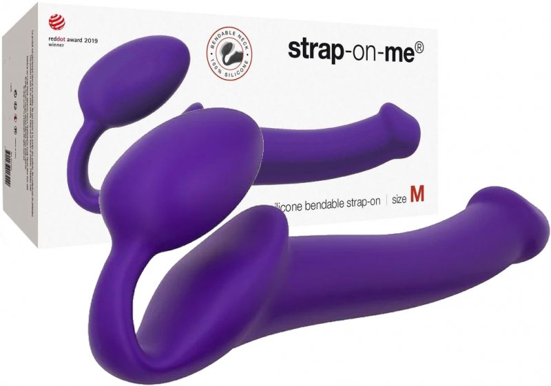 Гнущийся безремневой страпон Strap-On-Me Semi-Realistic M фиолетовый 18 см