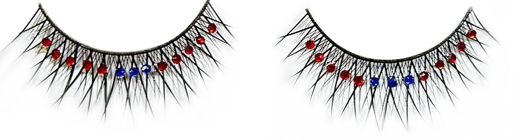Накладные ресницы с красными и голубыми стразами Baci