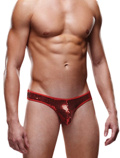 Блестящие мужские трусы-тонги Envy красные S/M