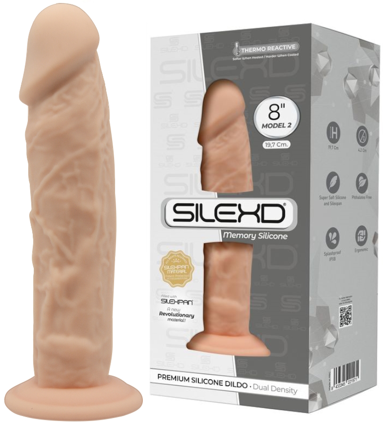 Фаллоимитатор без мошонки с эффектом памяти SilexD Premium Dildo 20 см телесный