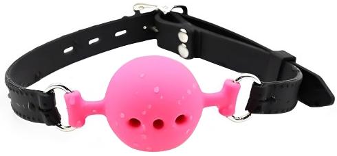 Дышащий кляп-шар из силикона Black-Pink M