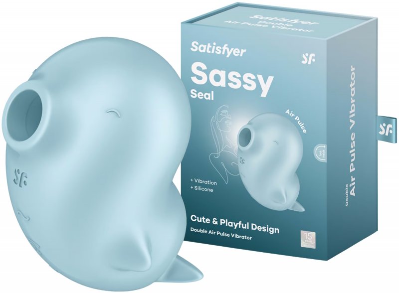 Вакуумно-волновой стимулятор с вибрацией Satisfyer Sassy Seal голубой