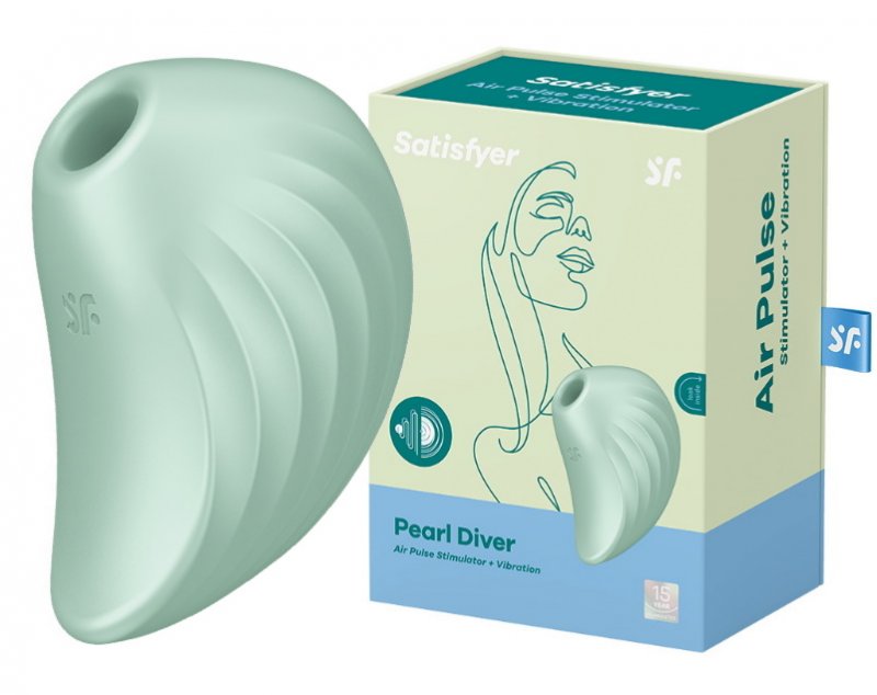 Вакуумно-волновой стимулятор с вибрацией Satisfyer Pearl Diver зеленый ДЕФОРМИРОВАННАЯ УПАКОВКА