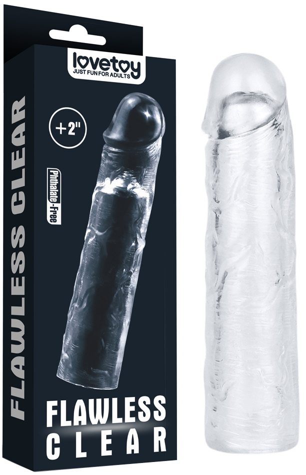 Прозрачная насадка на пенис Flawless Clear Penis Sleeve + 5 см к длине