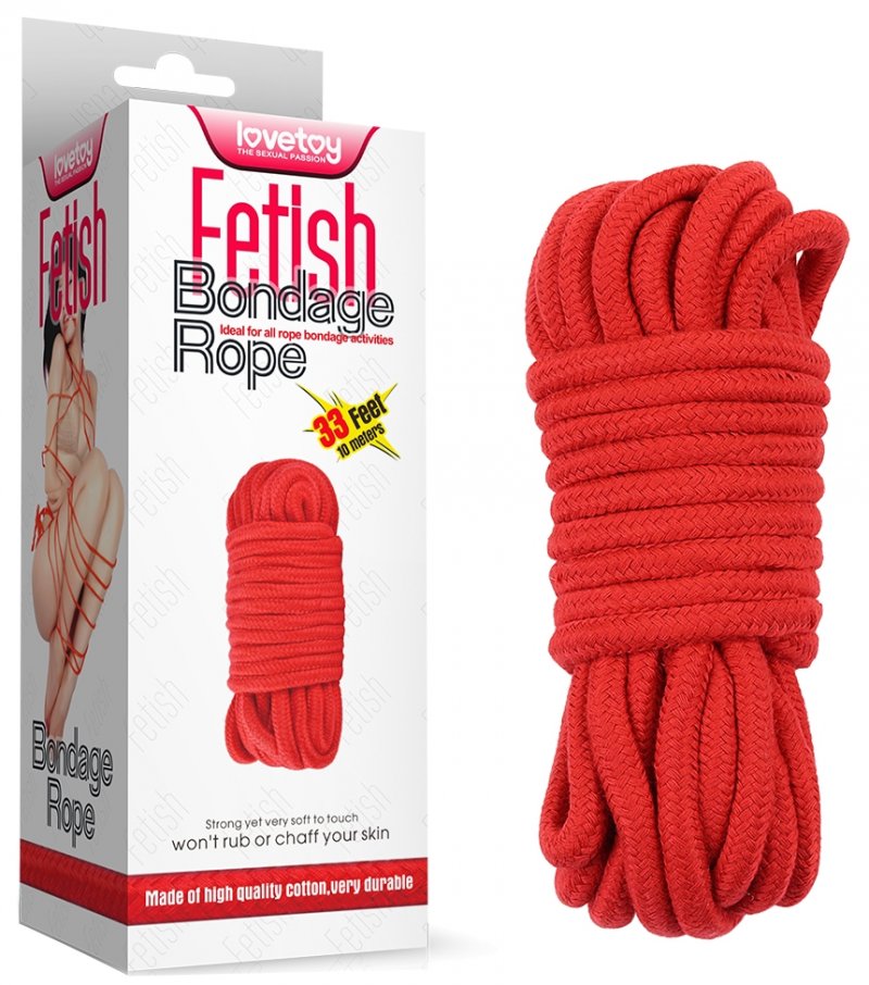 Веревка для бондажа красная Fetish Bondage Rope 10 м