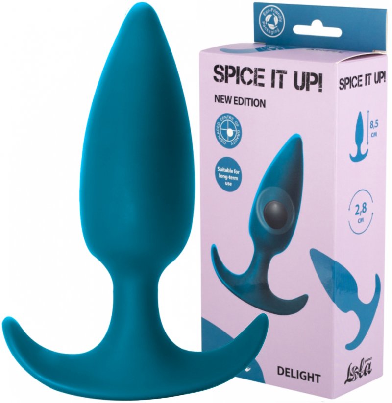 Анальная пробка со смещенным центром тяжести Spice it up Delight Aquamarine