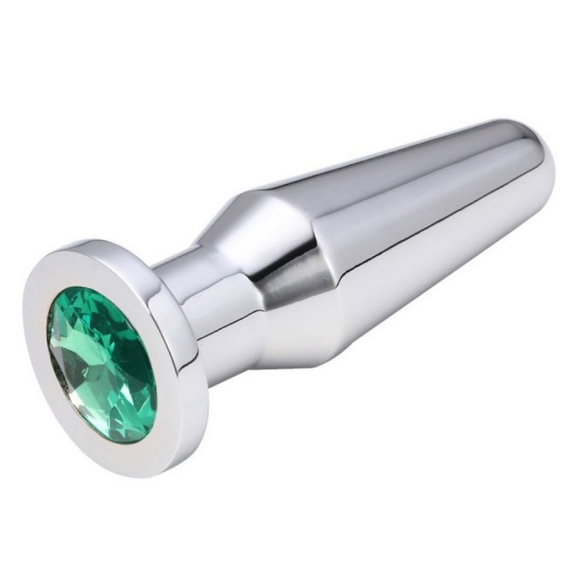 Конусная пробка с кристаллом Anal Plug Silver Green L