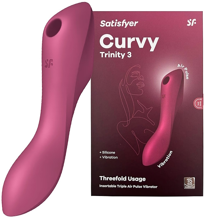 Вакуумный вибростимулятор для клитора и точки G Satisfyer Curvy Trinity 3 красный