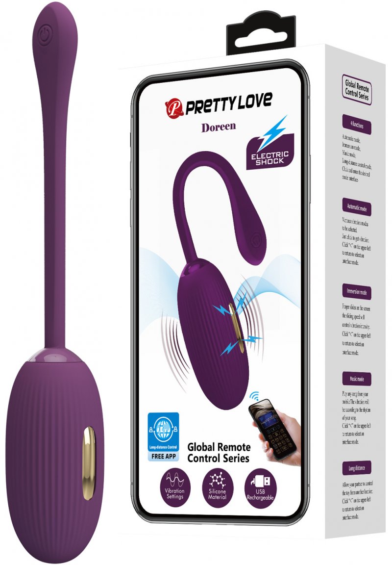 Фиолетовое смарт-виброяйцо Pretty Love Doreen с электростимуляцией