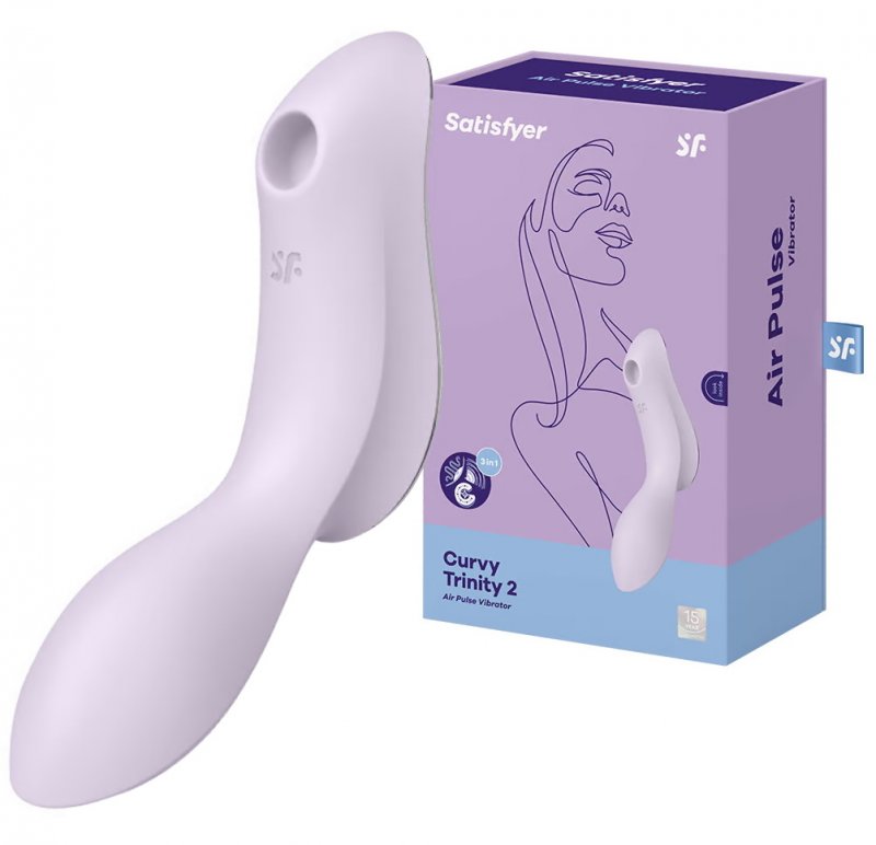 Вакуумный вибростимулятор для клитора и точки G Satisfyer Curvy Trinity 2 сиреневый