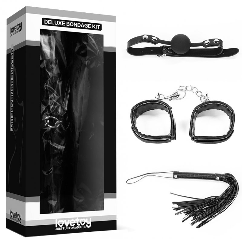 Набор для ролевых игр Deluxe Bondage Kit (кляп, наручники, плеть)