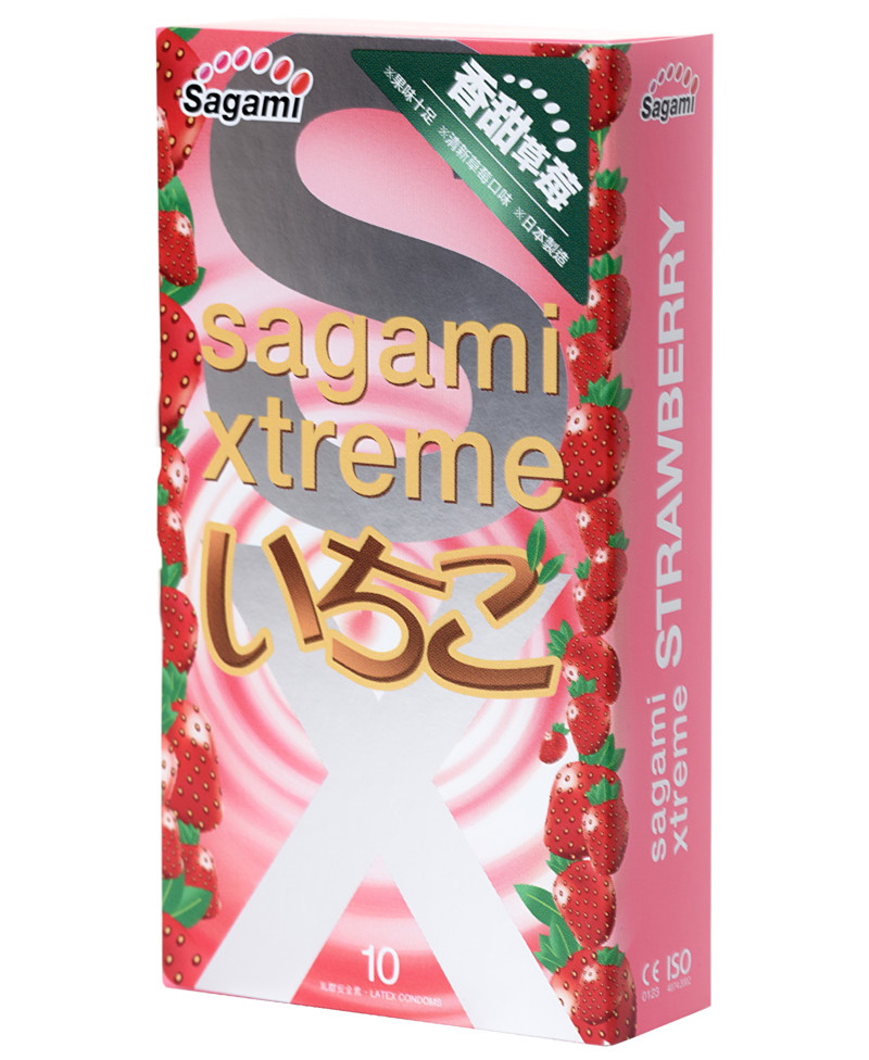 Презервативы с клубникой Sagami Xtreme Strawberry 10 шт