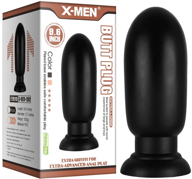 Большая анальная втулка на присоске X-Men Butt Plug 25 см