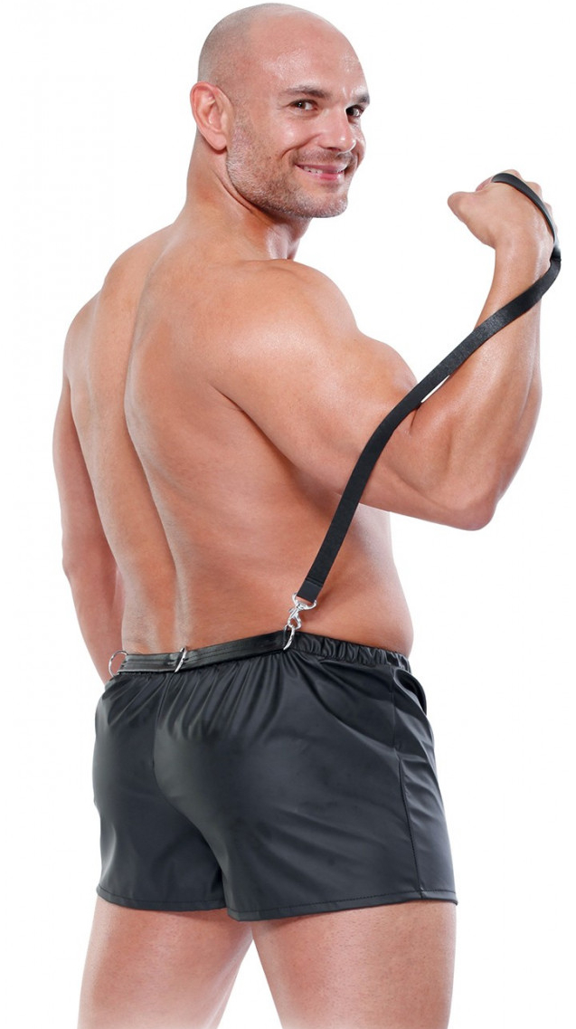 Черные мужские боксеры с поводком Fetish Obedience Boxer XXL/XXXL