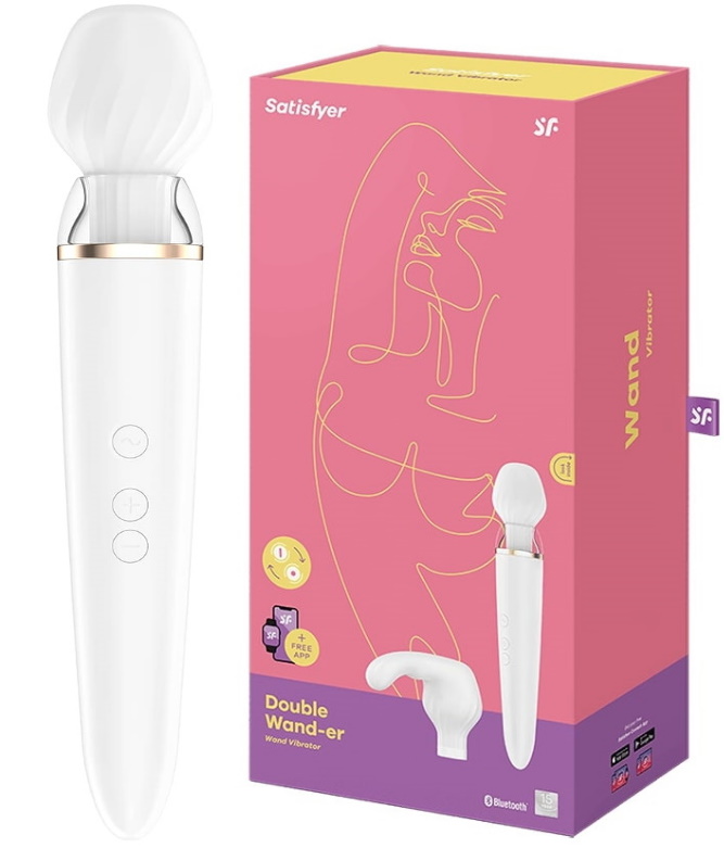 Перезаряжаемый смарт-массажер с насадкой для точки G Satisfyer Double Wand-er ДЕФОРМИРОВАННАЯ УПАКОВКА