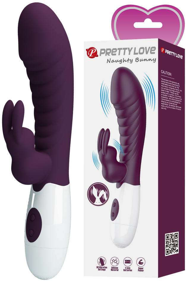 Вибратор с клиторальным стимулятором Pretty Love Naughty Bunny