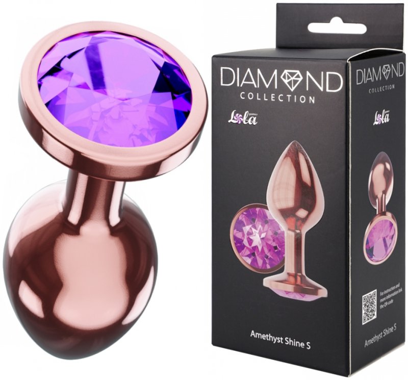 Анальная пробка Diamond Amethyst Shine S розовое золото
