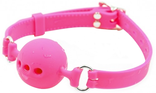 Дышащий кляп-шар из силикона Pink M