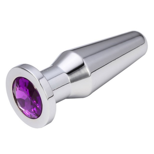 Конусная пробка с кристаллом Anal Plug Silver Violet L