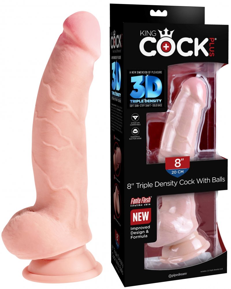 Фаллоимитатор с мошонкой на присоске King Cock Triple Density Cock with Balls Light 25 см