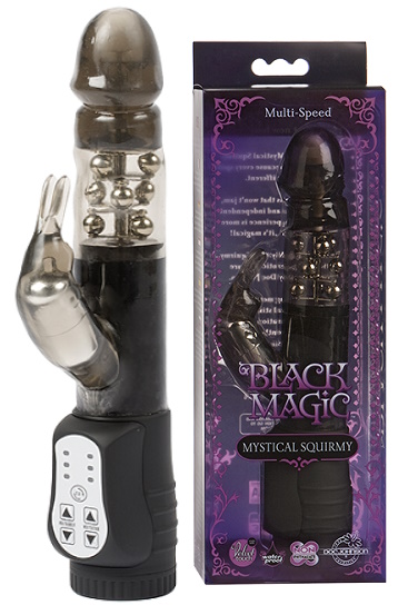 Вращающийся вибратор-кролик Hi-tech Black Madgic со стимулирующими шариками