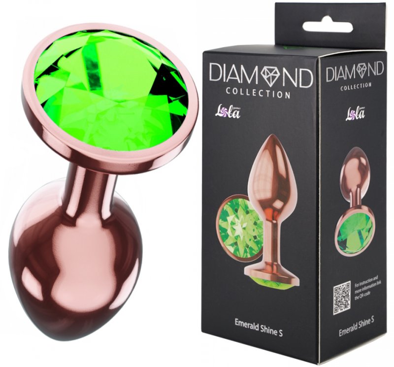 Анальная пробка Diamond Emerald Shine S розовое золото