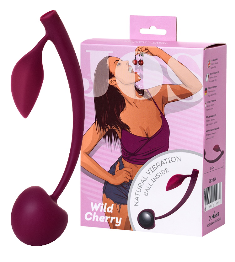 Силиконовый вагинальный шарик Jos Wild Cherry со смещенным центром тяжести