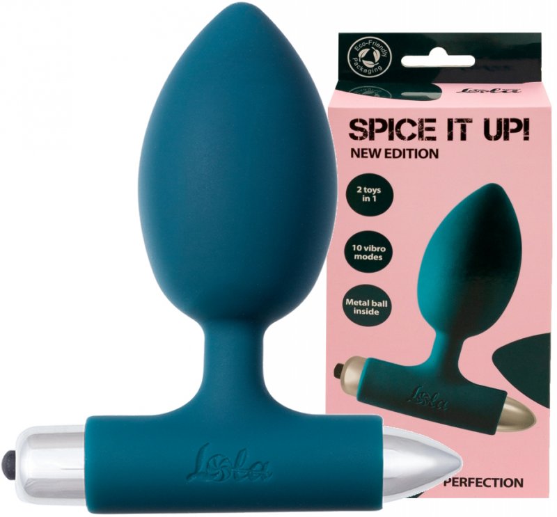 Анальная пробка с вибрацией Spice It Up New Edition Perfection зеленая