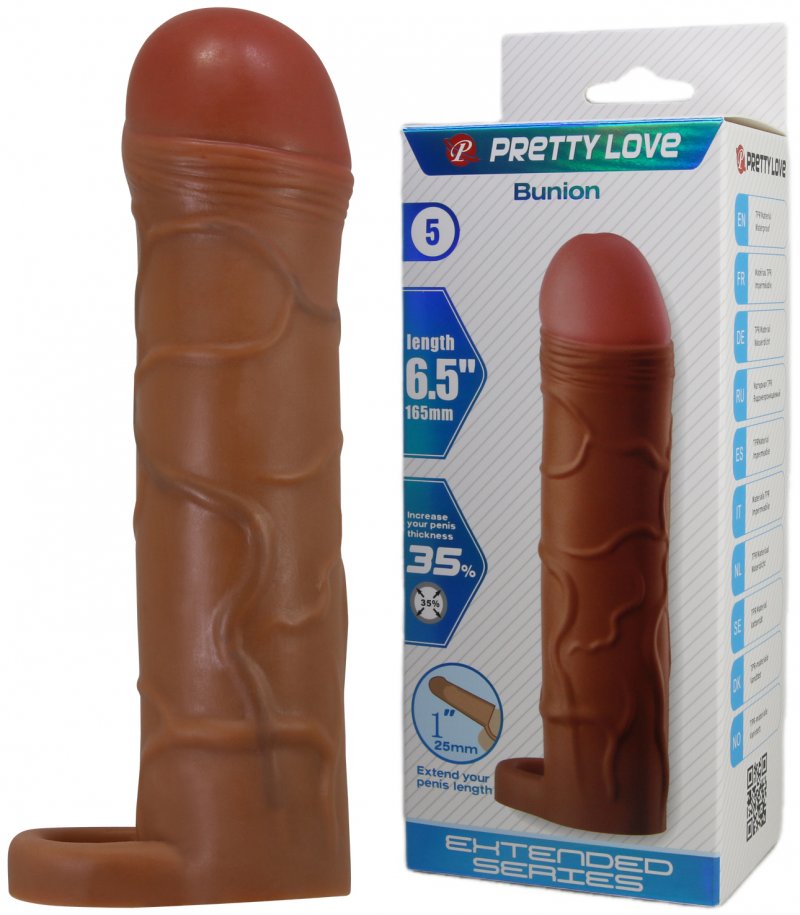 Удлиняющая насадка с креплением под мошонку Pretty Love Bunion мулат + 2,5 см