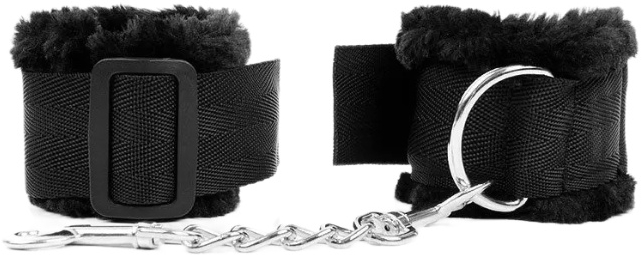 Текстильные наручники с черным мехом Notabu