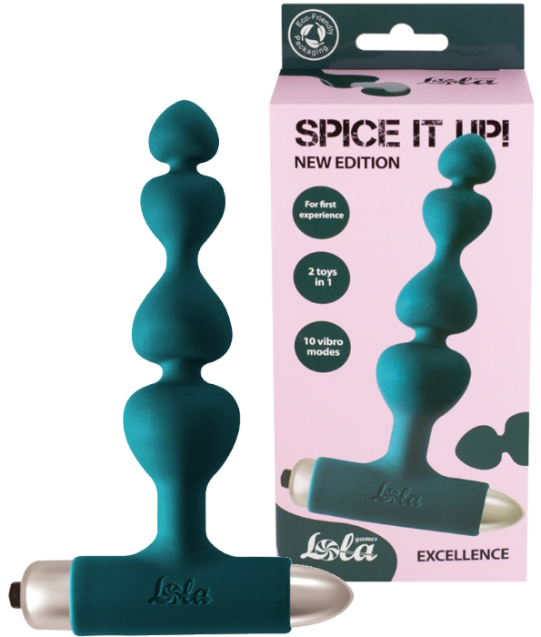 Анальная цепочка с вибрацией Spice It Up New Edition Excellence зеленая 