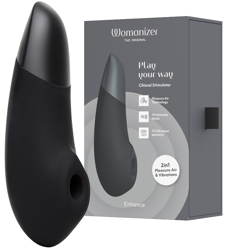 Бесконтактный вакуумно-волновой стимулятор клитора с вибрацией Womanizer Enhance черный