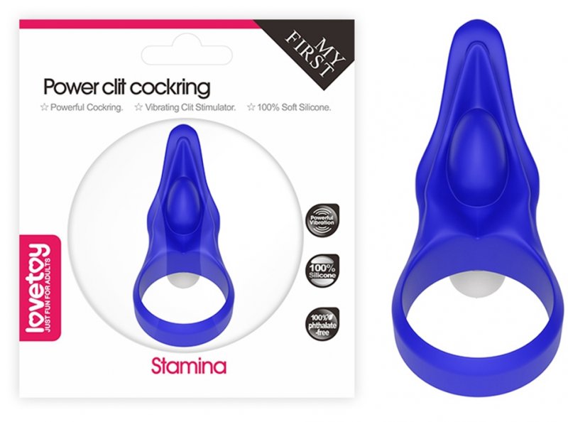 Виброкольцо Power Clit Silicone Cockring голубое