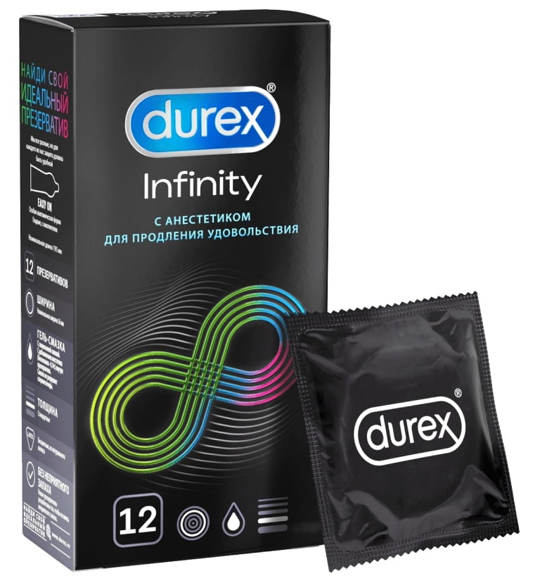 Презервативы Durex №12 Infinity гладкие с анестетиком