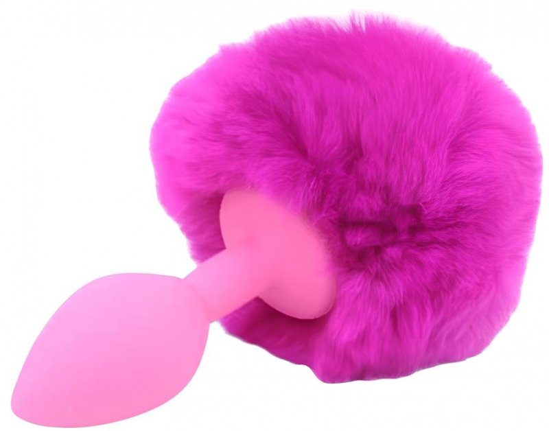 Розовая анальная пробка с ярко-розовым хвостиком