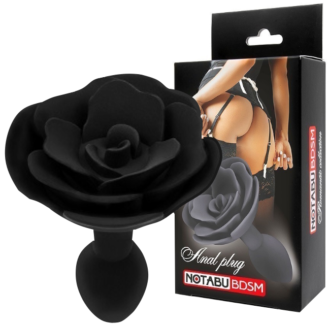 Черная анальная втулка Роза L