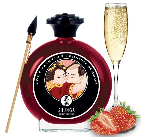 Съедобная крем-краска для тела Shunga Sparkling Strawberry Wine клубника с шампанским 100 мл