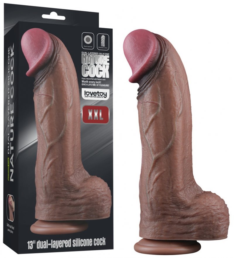 Темнокожий фаллос-гигант Dual Layered Silicone Cock XXL 33 см