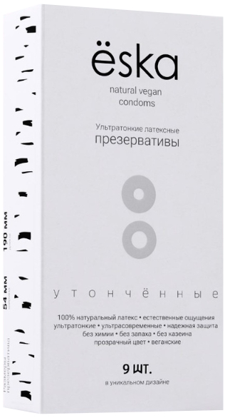 Набор ультратонких латексных презервативов Ёska 9 шт
