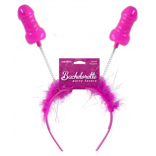 Обруч на голову с рожками-пенисами Bachelorette Party Favors Pecker Boppers