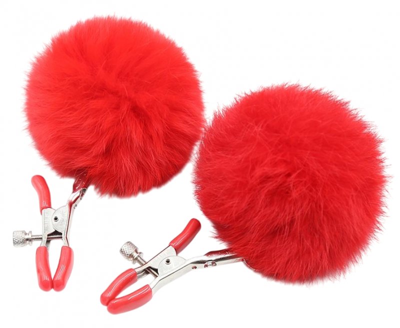 Зажимы на соски с красными помпонами Notabu